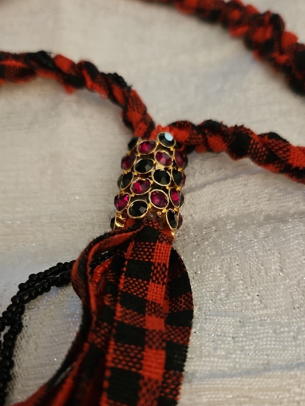 CATO Black & Red Braided Rope Tassel Pendant Necklace - Picture 3 of 5
